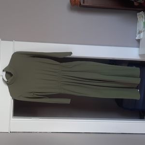 Lands End Olive Green Sweater Dress Maxi XS Petite 2-4
